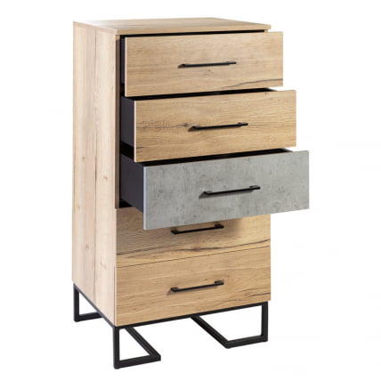 Комод Лофт с 5 ящиками Дуб натур-Бетон / Loft_3