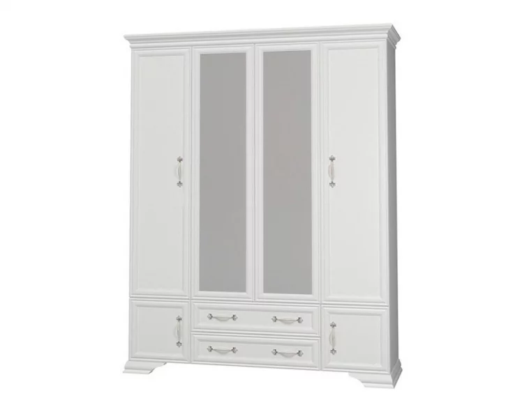 Шкаф четырехдверный Грация  ШР-4 с зеркалом Белый_0