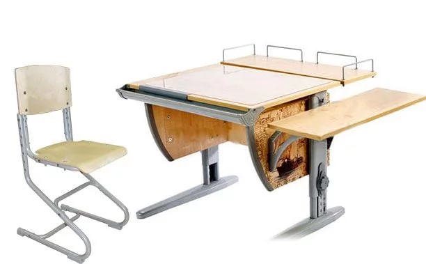 Парта трансформер Деми СУТ.14-02 с рис. + СУТ.01-01 клен,серый_0