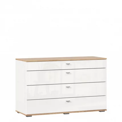 Комод 1200 с 4 ящиками и зеркалом Фиджи 011 Дуб Золотой Белый_5