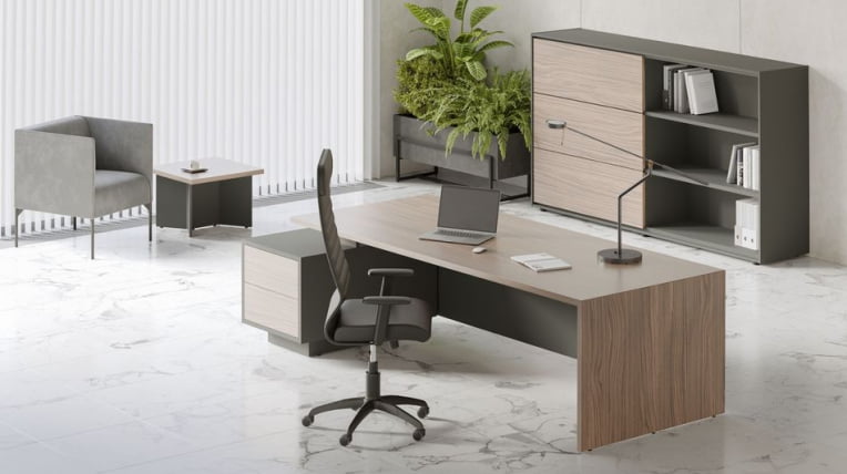 Стол письменный на опорной тумбе DALI DLI37210232 Орех Антрацит_2