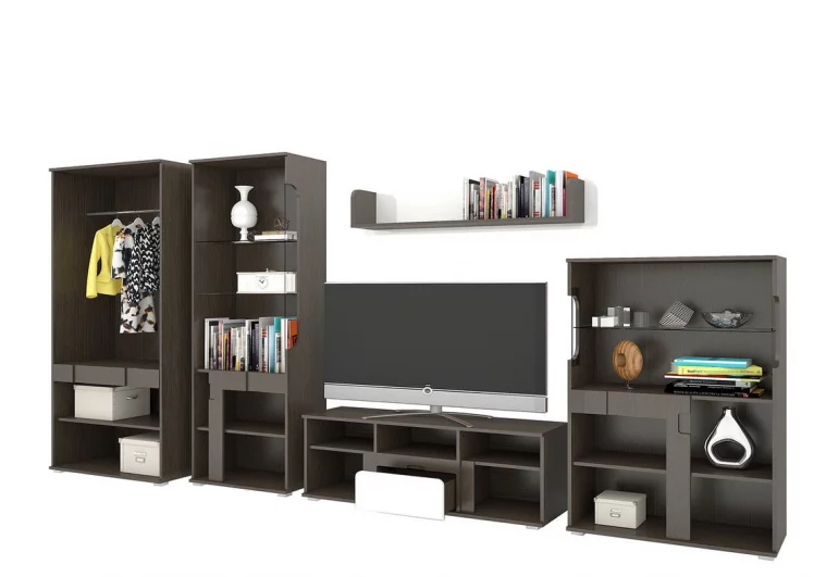 Гостиная Марсель со шкафом Венге Белый глянец_2