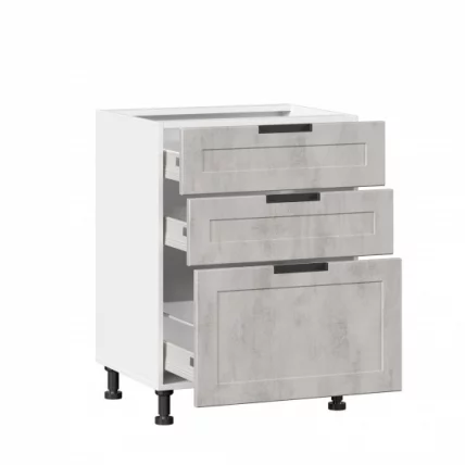 Тумба кухонная 600 с 3 ящиками ЛЮКС (4) Джамис ЛД 296.910.000.038 Белый Белый камень_1