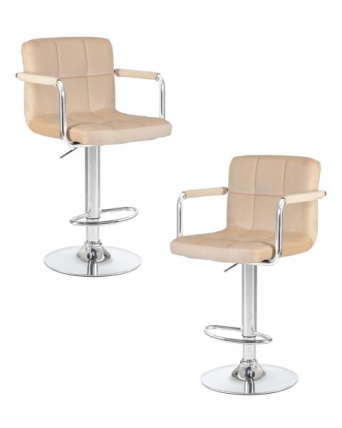 Стул барный DOBRIN KRUGER ARM (бежевый велюр (MJ9-10)) 2 шт_0