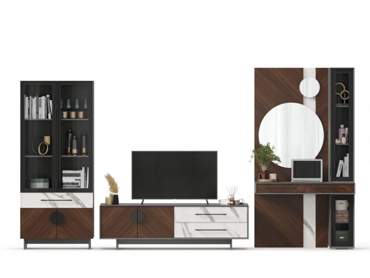 Набор мебели для гостиной Вилена №6 Серый/Орех/Монте белый_7