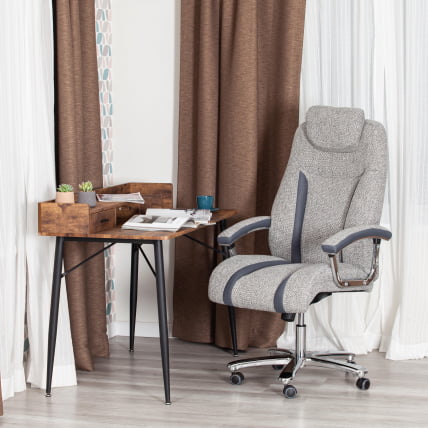 Кресло офисное Труст (макс) ткань, серый/серый, МДЖ190-21/ТВ-12 / Trust (max) MJ190-21/TW-12_15