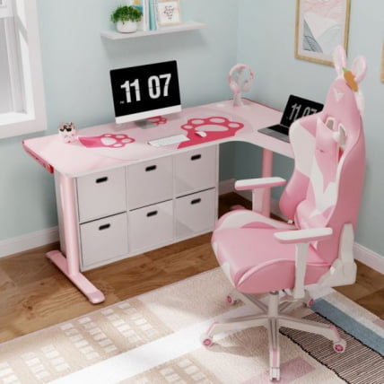 Стол письменный (для компьютера) угловой EUREKA ERK-L60R-PK-V2 (правый), розовый_8