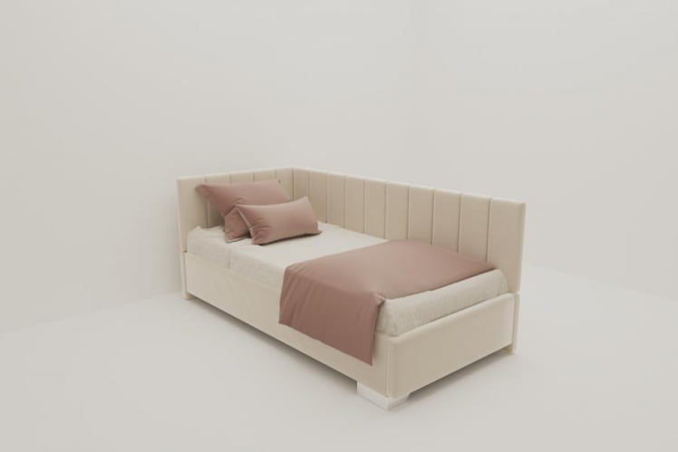 ДЕТСКАЯ МЯГКАЯ ИНТЕРЬЕРНАЯ КРОВАТЬ ТЕРРА БЕЗ ОСНОВАНИЯ (BERHOUSE) Материал фасада: Металл/Велюр; Спальное место: 800х2000 мм; Цвет: Кремовый_0