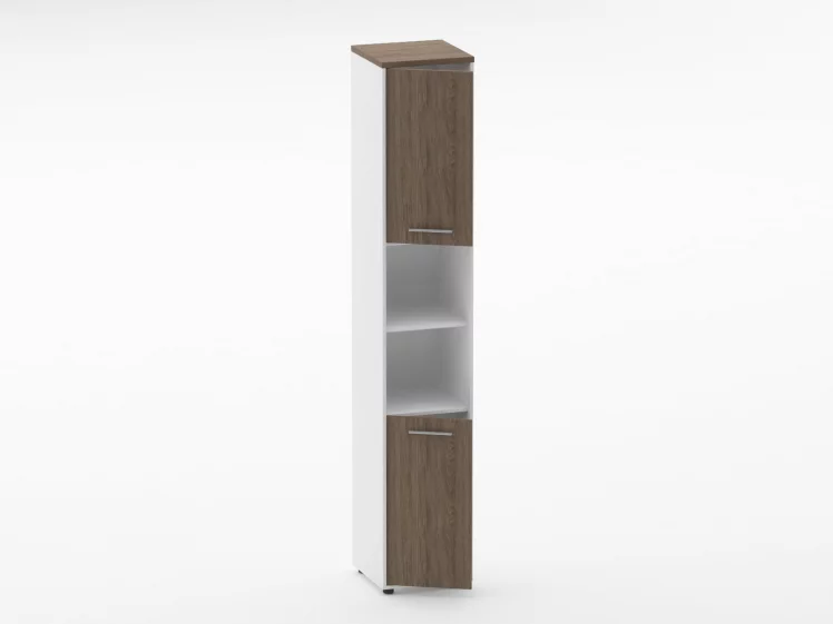 Шкаф 5 узкий закрытый с 2 -мя открытыми полками Deka 10.23.12Л Дуб Верцаска/Белый_1