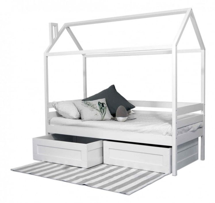 Кровать-домик RooRoom кд-1Р с ящиками Розовая_0