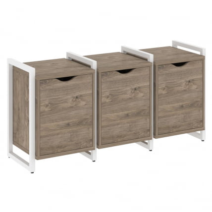 Тумба на регулируемых опорах наборная. Вариант №5 LOFT VR.L-TN-5.O Металл белый Тиквуд темный_0