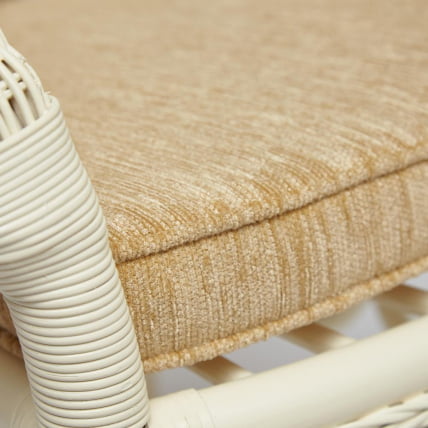 Комплект обеденный ANDREA GRAND (стол со стеклом+6 кресел+ подушки) TCH White (белый), Ткань рубчик, цвет кремовый_4