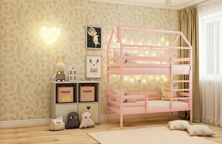 Кровать-домик RooRoom кд-7Р Розовый_0