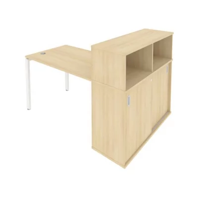 Рабочая станция с опорным шкафом-купе Metal System Б.РС-СШК-3.2 Акация/Белый_0