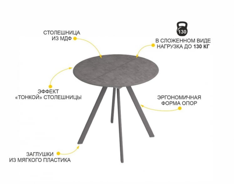 Обеденный стол Орфей 50 (02) Бетон темный_8