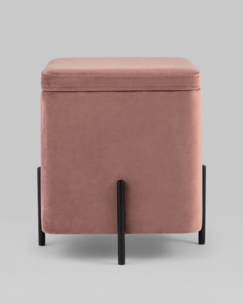 Пуф Грейс квадрат с ящиком велюр Пыльно-розовый_2