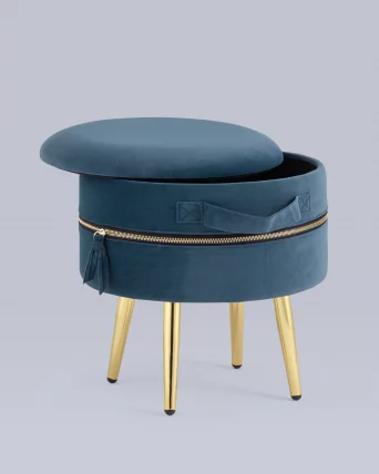 Пуф Тильда с ящиком велюр Сине-зеленый_4