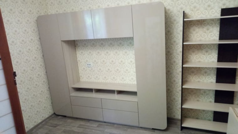 Шкаф комбинированный Румба 03.272 Ясень шимо светлый Мокко глянец_5