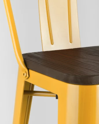 Стул барный Tolix Wood 75.5  со спинкой Желтый_7