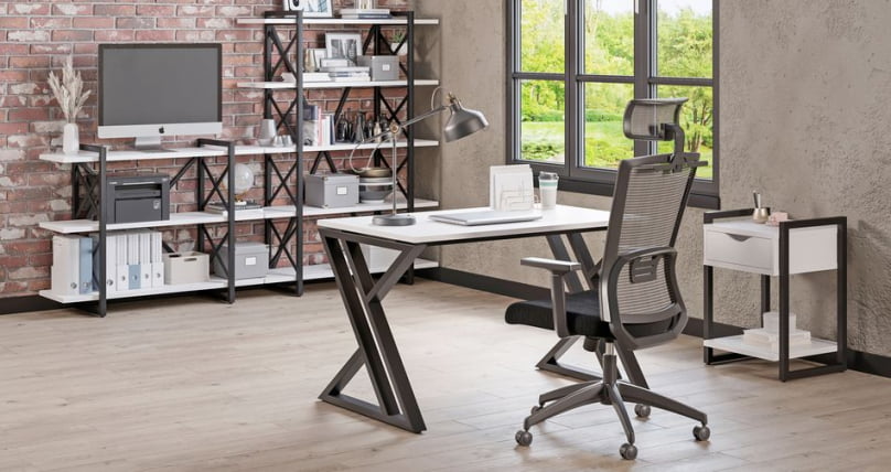 Стеллаж на колесных опорах - 3 полки LOFT  VR.L-MST.K-3.8 Металл черный Белый Бриллиант_1