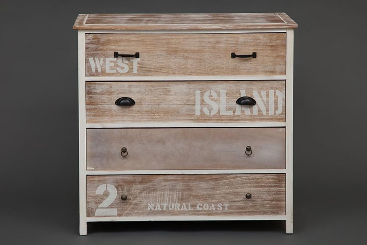 Комод с 4 ящиками Secret De Maison ISLAND ( mod. HX16-008NS ) Слоновая кость/коричневый_1