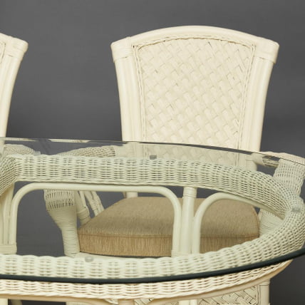 Комплект обеденный ANDREA GRAND (стол со стеклом+6 кресел+ подушки) TCH White (белый), Ткань рубчик, цвет кремовый_22