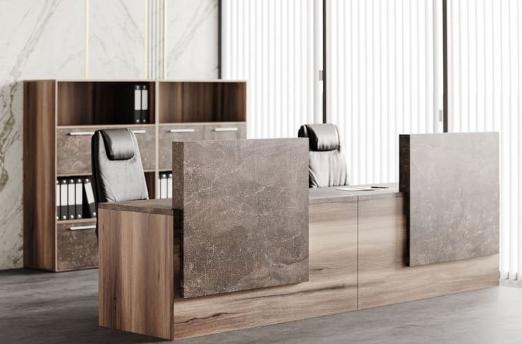 Шкаф высокий с горизонтальной нишей B-TONE BTN36154242 Вяз Бетон темный_1