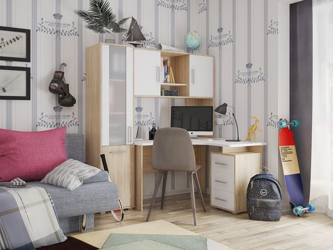 Стеллаж Лайт-2 модуль 02 Дуб сонома/Белый_2