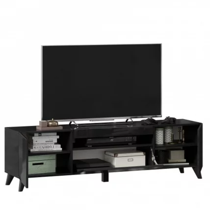 Тумба под ТВ Бруклин 1600 с опорами Черный глянец_3