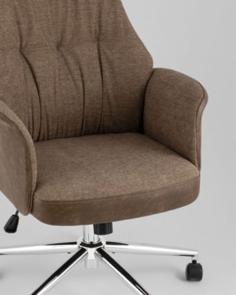 Кресло офисное TopChairs Neoma коричневый экокожа ткань_5