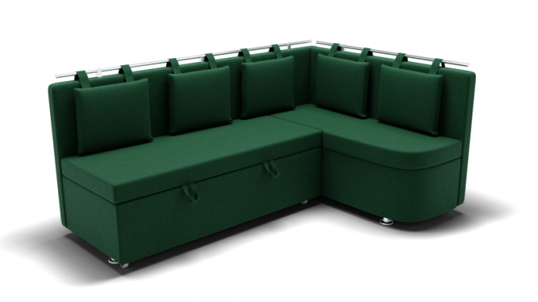 Кухонный диван Париж-1 угол левый/правый (ЗР) Цвет фасада: Зеленый; Тип: Левый/правый; Материал фасада: Металл/Велюр_0