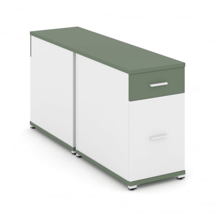 Тумба двухсторонняя опорная приставная с ящиком и распашным фасадом CONCEPT CN.DTGO-005 B/W Кобо Белый бриллиант Белый_0