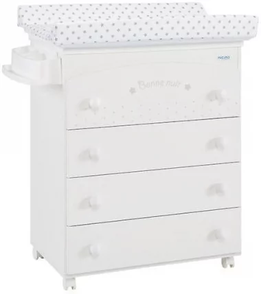 Комод Micuna Bonne Nuit пеленальный B-970 white матрасик stars grey_0