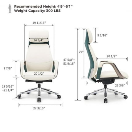 Эргономичное кресло руководителя Eureka OC07 SERENE (Nappa кожа), белое_7