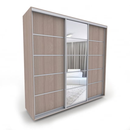 Шкаф-купе 3-х дверный Акцент-Квадро Д 1800х600 Шимо светлый/хром_0