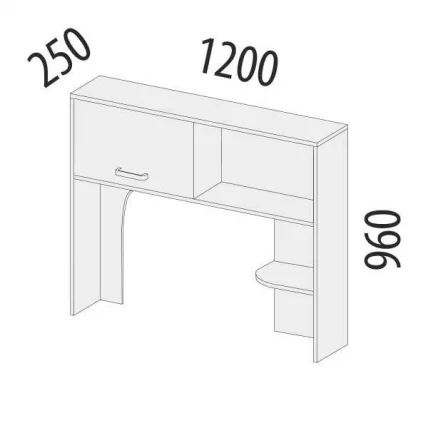 Надстройка Эверест 500.23 Дуб Кронберг/Белый шпон/Плаза Стоун_1
