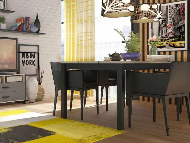 Гостиная Техно №1 Дуб Крафт белый/Серый шифер_4