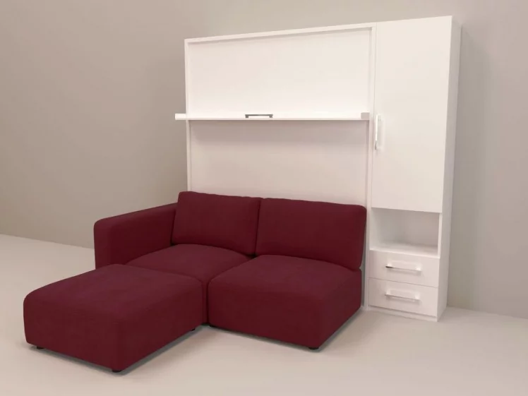 Шкаф-диван-кровать Смарт 1 правый с пуфом 1600 Венге_0