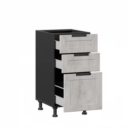 Тумба кухонная 400 с 3 ящиками (4) Джамис ЛД 296.110.000.049 Черный Белый камень_1