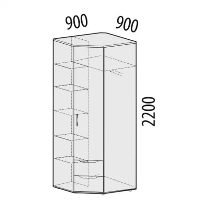 Шкаф для одежды угловой (правый) Мегаполис 55.03 Сосна Астрид_1