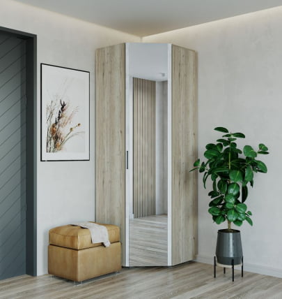 Шкаф угловой с зеркалом Пайн ПП 7 Дуб Ривьера Бетон Пайн_0