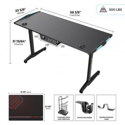 Стол для компьютера (для геймеров) EUREKA GIP 55 Black_8