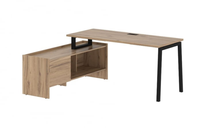 Стол с тумбой EDIS ELCT 17614 Дуб Денвер светлый Черный_0