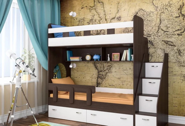 Кровать Юниор 1 (Бодего/Белое дерево)_0