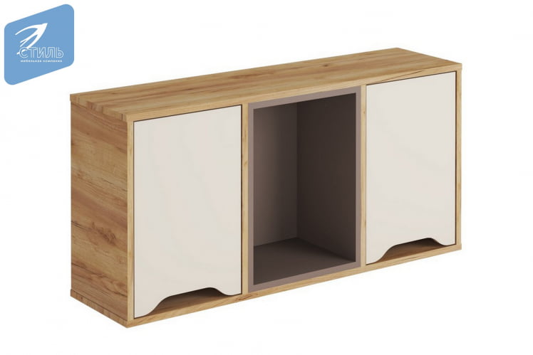 Полка навесная RICH ПН-001 Миндаль/Глиняный серый/дуб крафт золотой_0