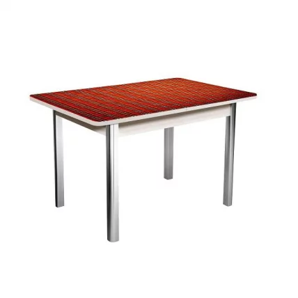 Стол раздвижной 1,55 Победа, СТЕКЛО, опоры полуовал ХРОМ, Беленый дуб/Клетка-2_0