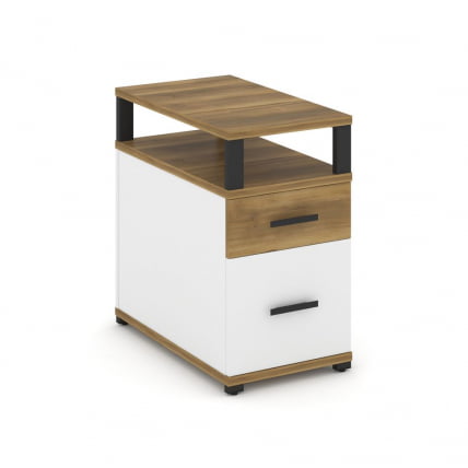 Тумба опорная/приставная с ящиком, распашным фасадом и надставкой CONCEPT CN.TGP-002 B/W Сандал Янтарный Белый бриллиант Черный_0