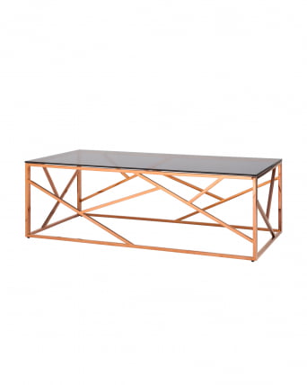 Журнальный стол АРТ ДЕКО 120x60 Розовое золото стекло smoke_0