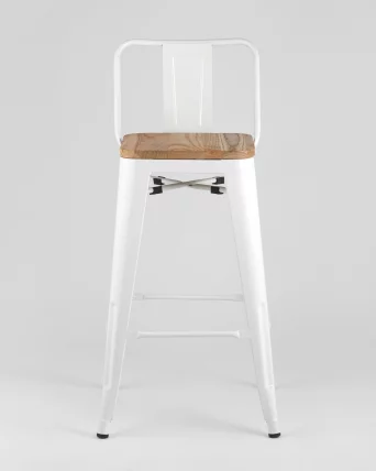 Полубарный стул Tolix Wood со спинкой Белый_2