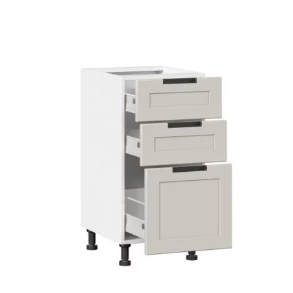 Тумба кухонная 400 с 3 ящиками ЛЮКС (4) Джамис ЛД 296.880.000.120 Белый Кашмир_1